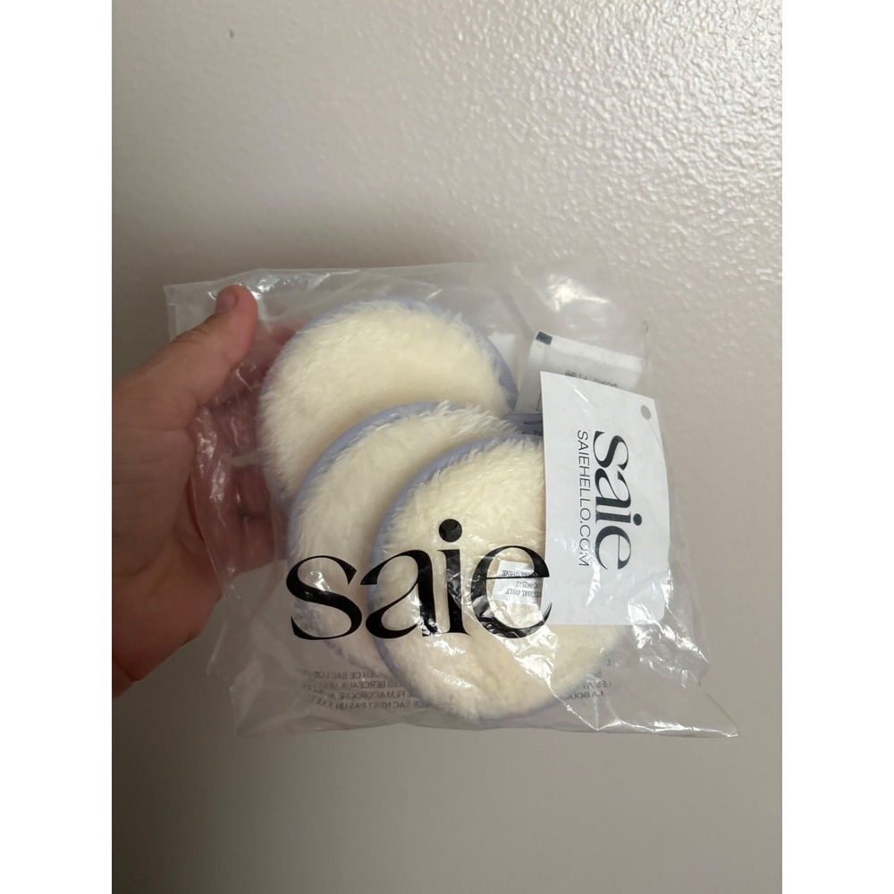 Saie Reusable Beauty Rounds Set of 3 Makeup Remover Pads Lilac Trim Cream New